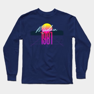 Made In 1981 ∆∆∆ VHS Retro 80s Outrun Birthday Design Long Sleeve T-Shirt